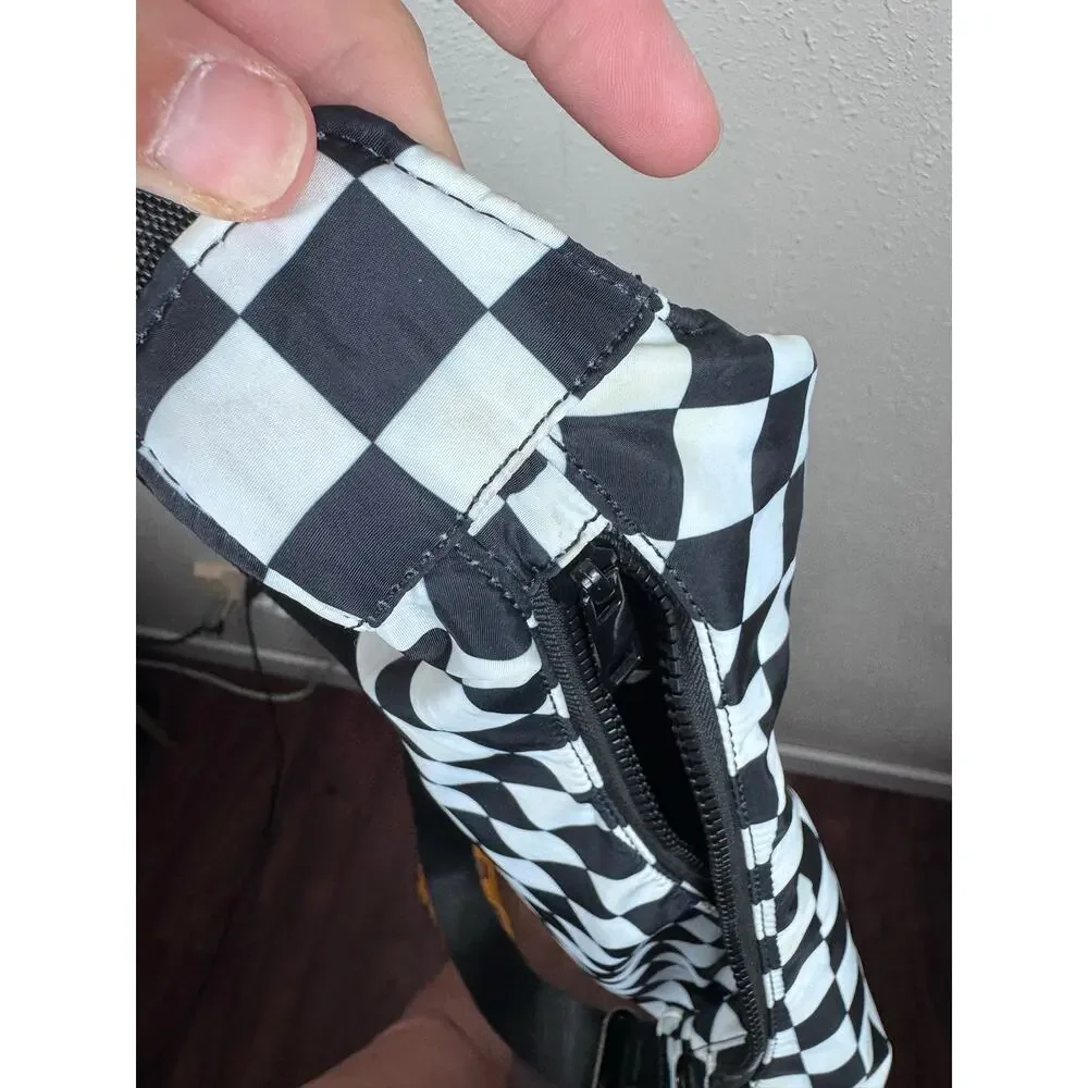 Titosha Black & White Checkered Nylon Crossbody Bag